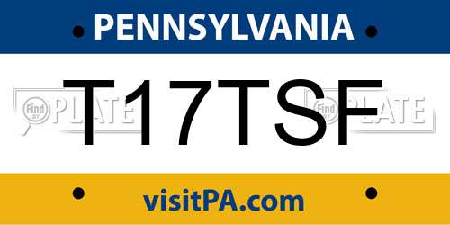 T17TSF Pennsylvania License Plate