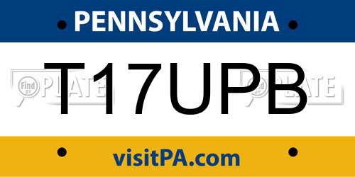 T17UPB Pennsylvania License Plate
