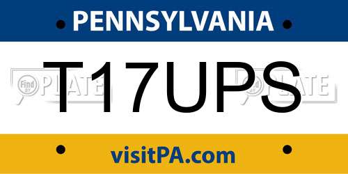 T17UPS Pennsylvania License Plate