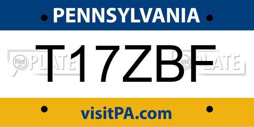 T17ZBF Pennsylvania License Plate