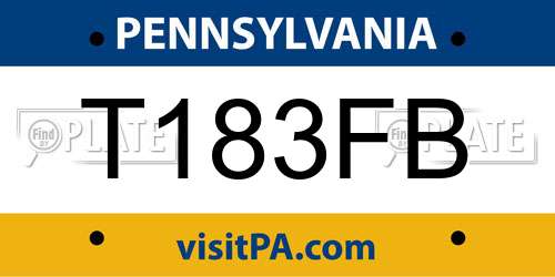 T183FB Pennsylvania License Plate