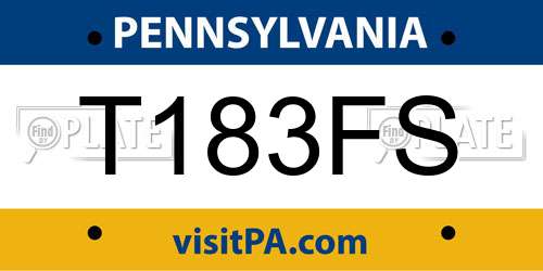 T183FS Pennsylvania License Plate