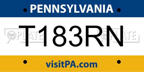 T183RN Pennsylvania License Plate