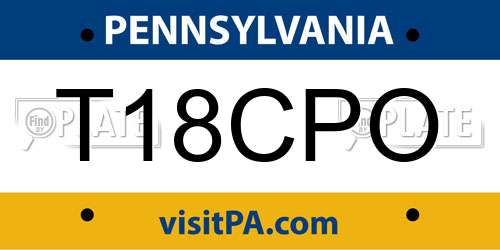 T18CPO Pennsylvania License Plate