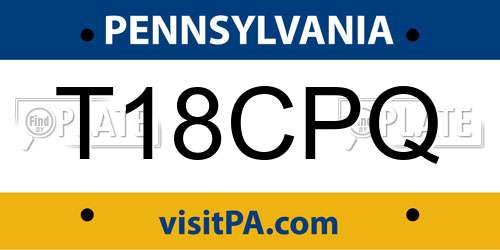 T18CPQ Pennsylvania License Plate