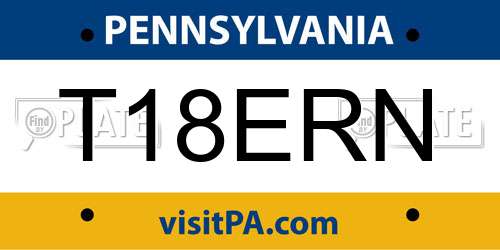 T18ERN Pennsylvania License Plate
