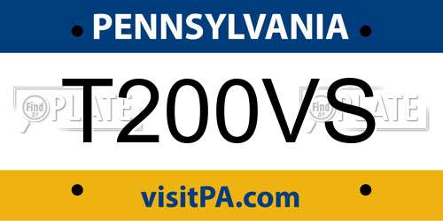 T200VS Pennsylvania License Plate