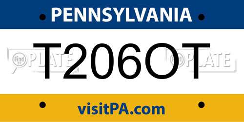 T206OT Pennsylvania License Plate