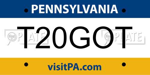T20GOT Pennsylvania License Plate