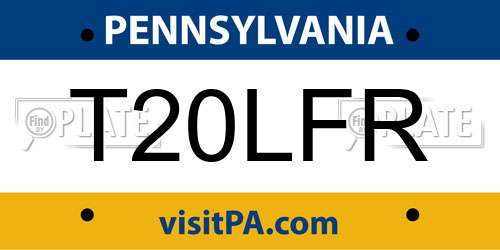 T20LFR Pennsylvania License Plate