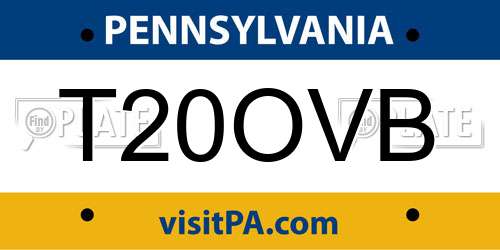 T20OVB Pennsylvania License Plate