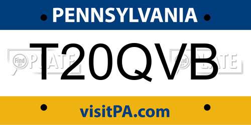 T20QVB Pennsylvania License Plate