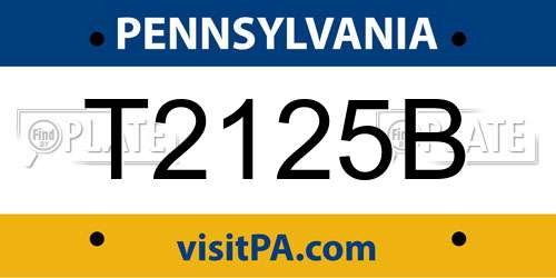 T2125B Pennsylvania License Plate