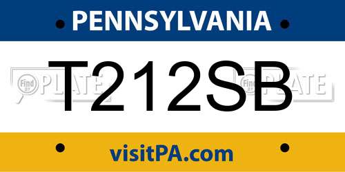 T212SB Pennsylvania License Plate