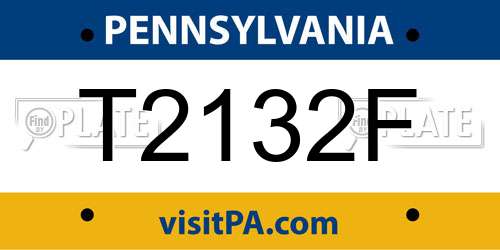 T2132F Pennsylvania License Plate