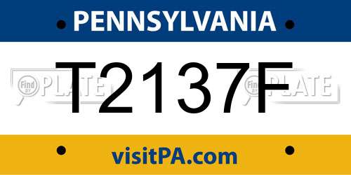 T2137F Pennsylvania License Plate