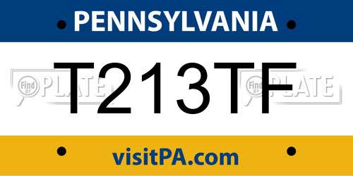 T213TF Pennsylvania License Plate