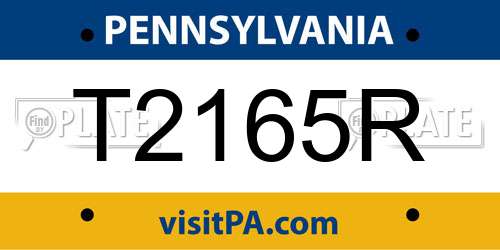 T2165R Pennsylvania License Plate
