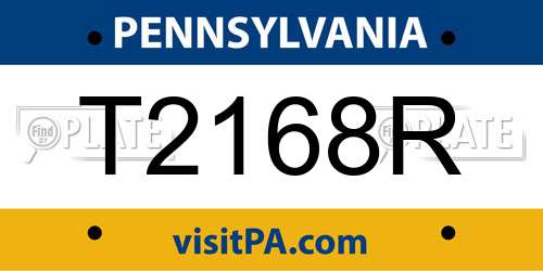 T2168R Pennsylvania License Plate