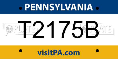 T2175B Pennsylvania License Plate