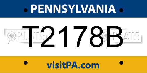 T2178B Pennsylvania License Plate