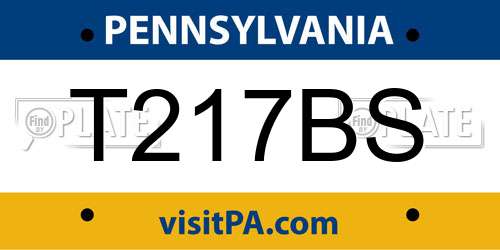 T217BS Pennsylvania License Plate