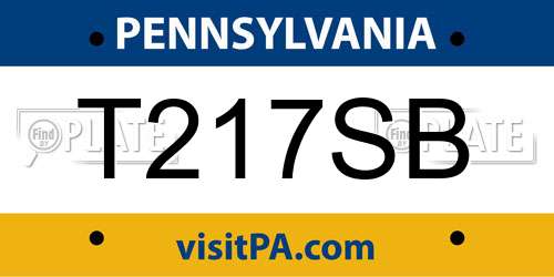 T217SB Pennsylvania License Plate