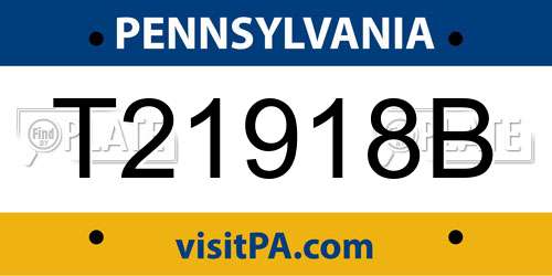 T21918B Pennsylvania License Plate