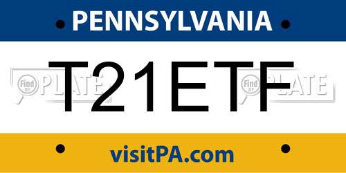 T21ETF Pennsylvania License Plate