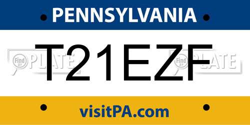 T21EZF Pennsylvania License Plate