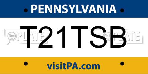 T21TSB Pennsylvania License Plate