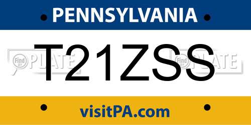 T21ZSS Pennsylvania License Plate