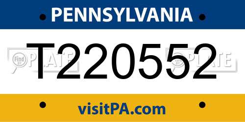 T220552 Pennsylvania License Plate