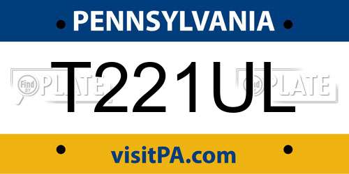 T221UL Pennsylvania License Plate