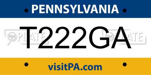 T222GA Pennsylvania License Plate