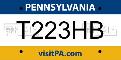 T223HB Pennsylvania License Plate