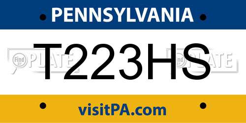 T223HS Pennsylvania License Plate