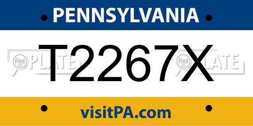 T2267X Pennsylvania License Plate