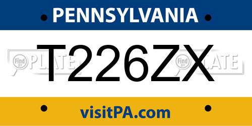 T226ZX Pennsylvania License Plate