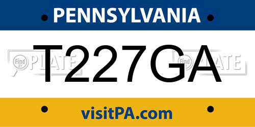 T227GA Pennsylvania License Plate