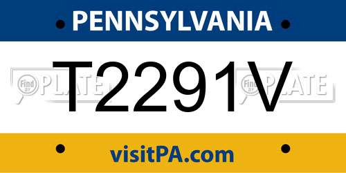 T2291V Pennsylvania License Plate