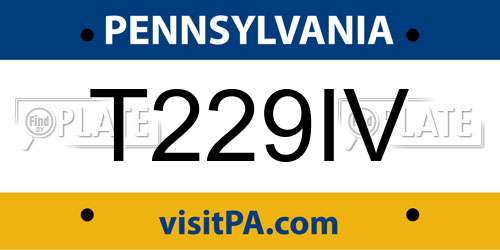 T229IV Pennsylvania License Plate