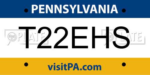 T22EHS Pennsylvania License Plate