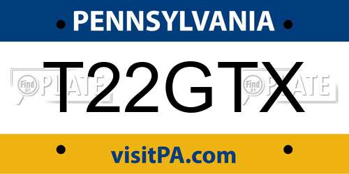 T22GTX Pennsylvania License Plate