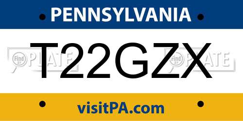 T22GZX Pennsylvania License Plate