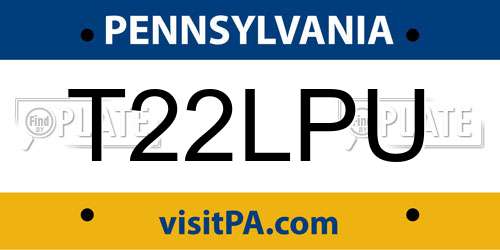 T22LPU Pennsylvania License Plate