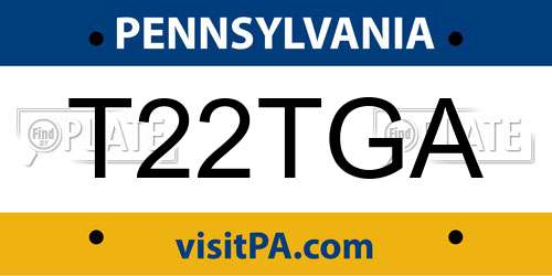 T22TGA Pennsylvania License Plate