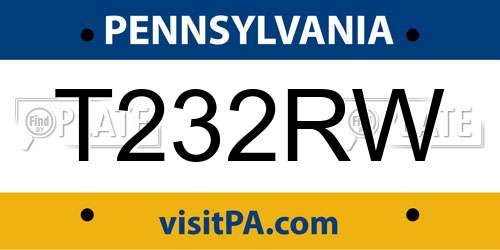T232RW Pennsylvania License Plate