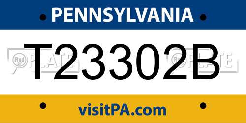 T23302B Pennsylvania License Plate