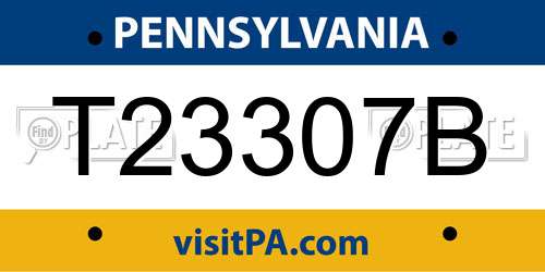 T23307B Pennsylvania License Plate